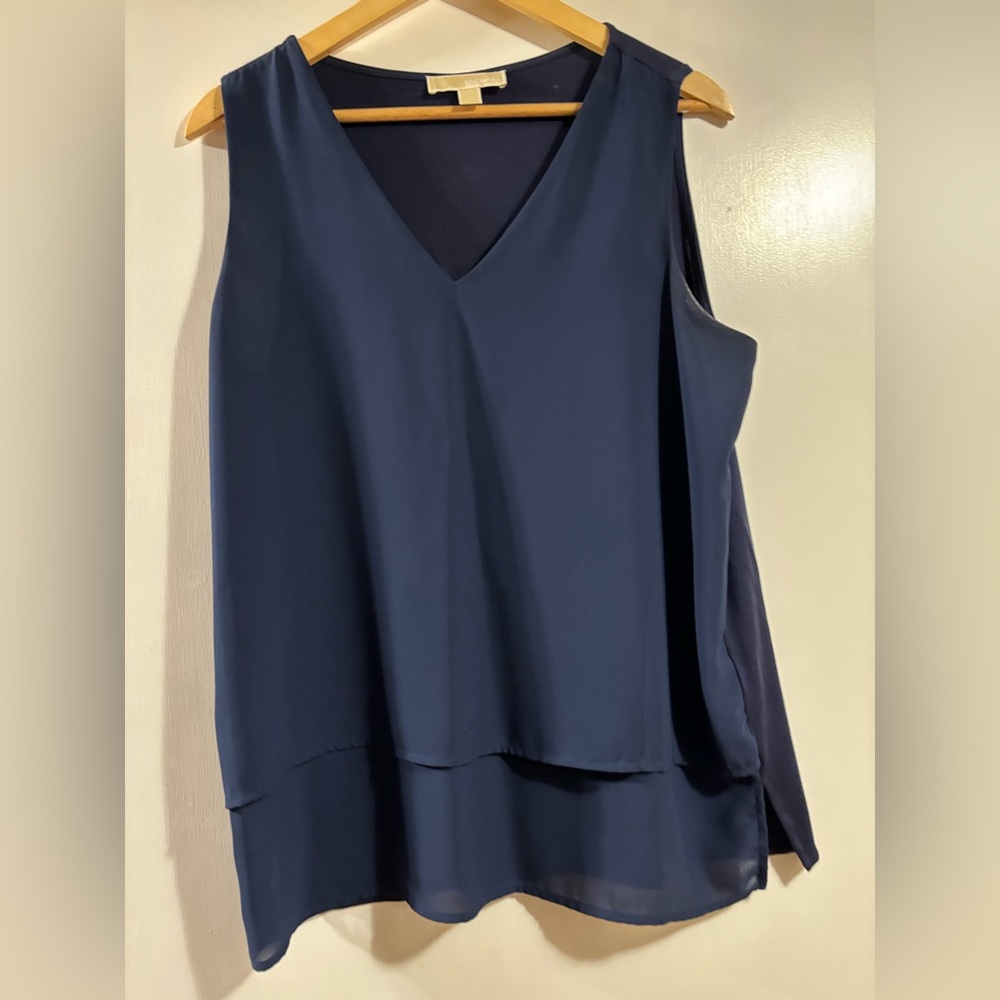 EUC Michael Kors Navy Sleeveless V-Neck Top